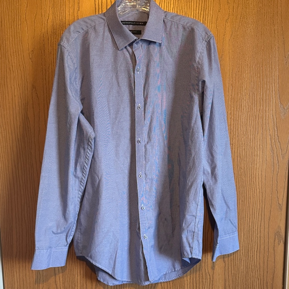 Elegant Men's Blue Dress Shirt